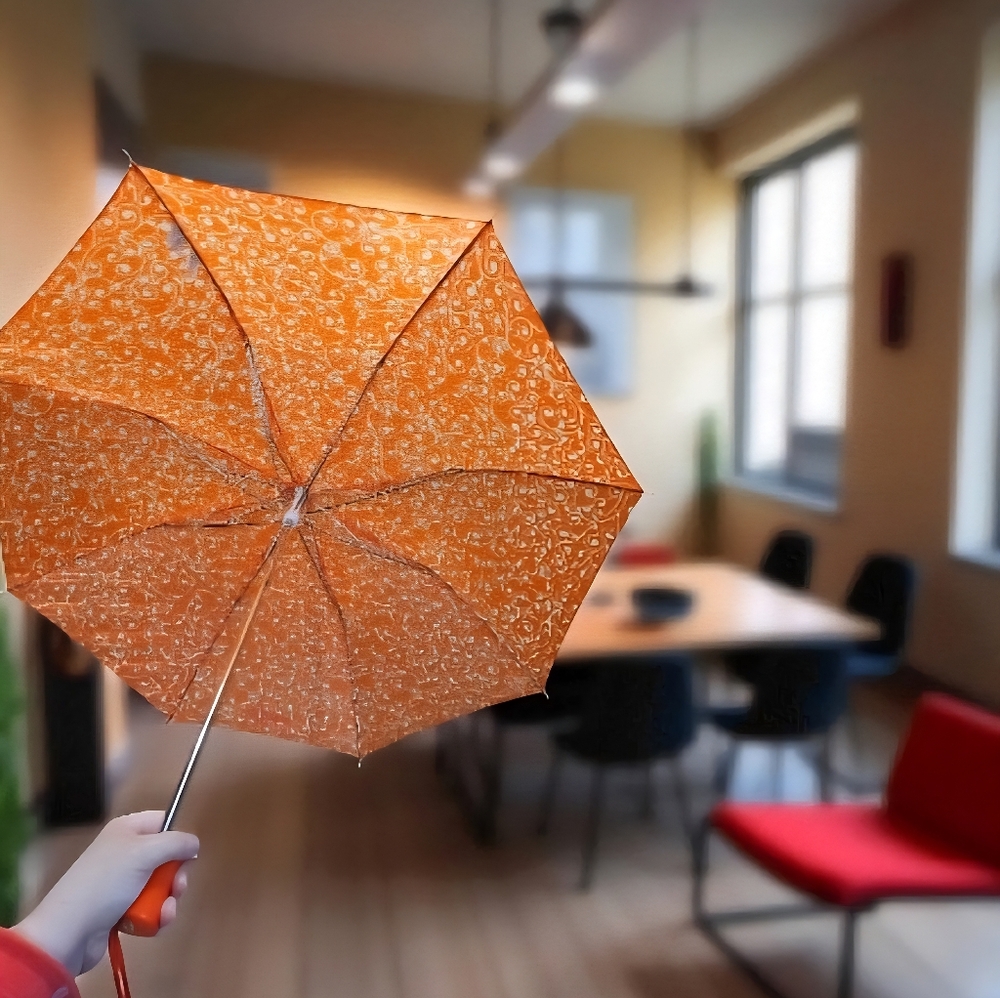 Vintage Christian Dior 70s 80s Orange Paisley pattern Umbrella - Picture 3 of 15